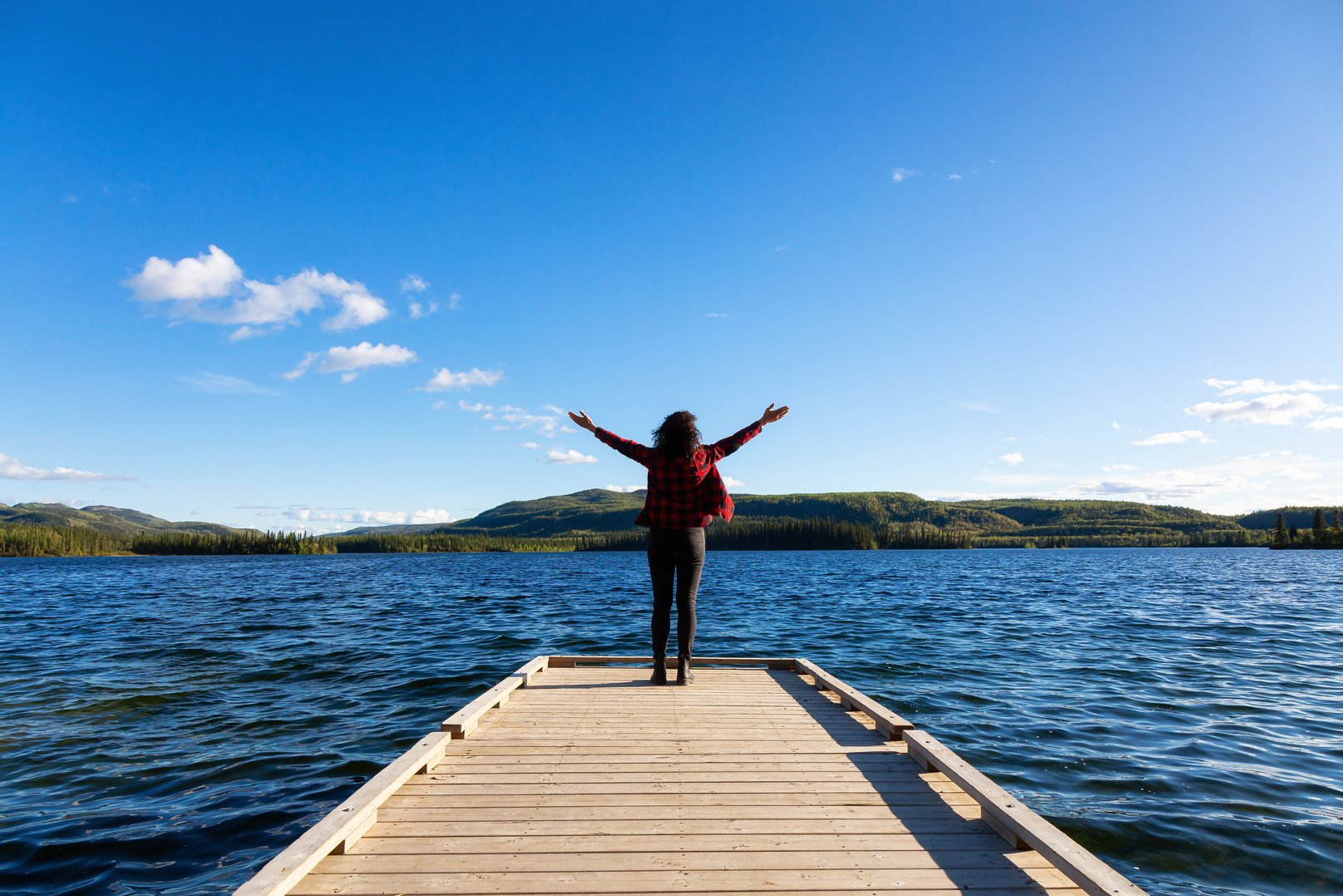 Girl on a Wharf by the Lake